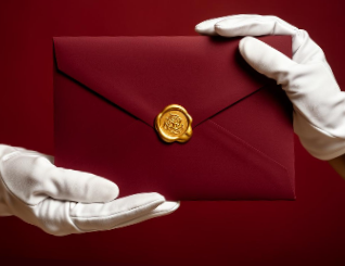Envelope com selo dourado